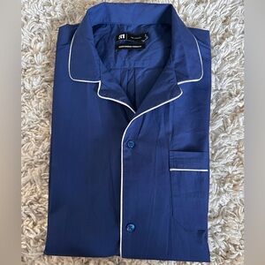 SIMONS - Blue Button-Up Shirt with White Trim